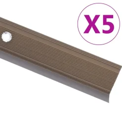 vidaXL Perfiles de peldaños forma de L 5 uds aluminio marrón 90 cm Marr&oacute;n New