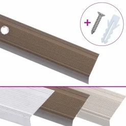 vidaXL Perfiles de peldaños forma de L 5 uds aluminio marrón 90 cm Marr&oacute;n New