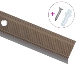 vidaXL Perfiles de peldaños forma de L 5 uds aluminio marrón 90 cm Marr&oacute;n New