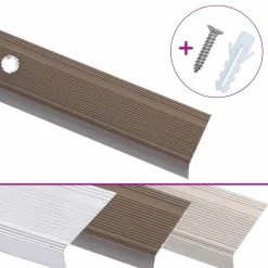 vidaXL Materiales De Construcción-Perfiles de peldaños forma de L 15 uds aluminio marrón 134 cm