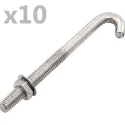 vidaXL Perno de anclaje en J con tuerca y arandela 25 sets M8x100 mm