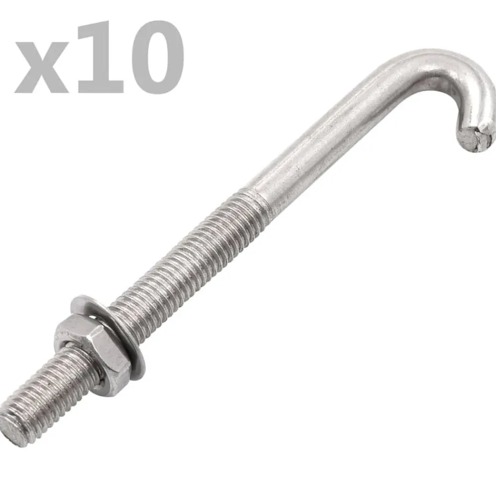 vidaXL Perno de anclaje en J con tuerca y arandela 25 sets M8x100 mm