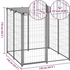 vidaXL Productos Para Mascotas-Perrera de acero 10x110x110 cm