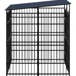 vidaXL Productos Para Mascotas-Perrera de exterior con techo de acero 3,69 m²
