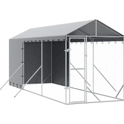 vidaXL Productos Para Mascotas-Perrera de exterior con toldo acero galvanizado plata 2x6x2,5 m