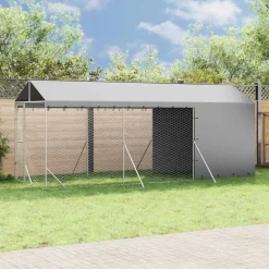 vidaXL Productos Para Mascotas-Perrera de exterior con toldo acero galvanizado plata 2x6x2,5 m