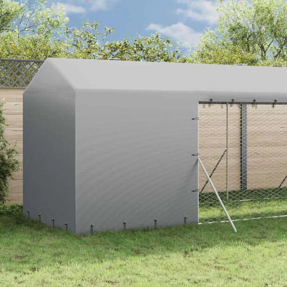 vidaXL Productos Para Mascotas-Perrera de exterior con toldo acero galvanizado plata 2x6x2,5 m