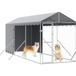 vidaXL Productos Para Mascotas-Perrera de exterior con toldo acero galvanizado plata 2x6x2,5 m