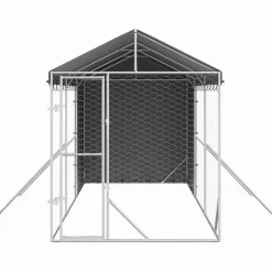 vidaXL Productos Para Mascotas-Perrera de exterior con toldo acero galvanizado plata 2x6x2,5 m