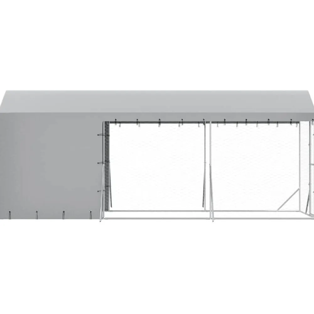vidaXL Productos Para Mascotas-Perrera de exterior con toldo acero galvanizado plata 2x6x2,5 m