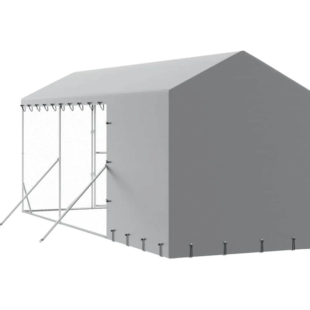 vidaXL Productos Para Mascotas-Perrera de exterior con toldo acero galvanizado plata 2x6x2,5 m