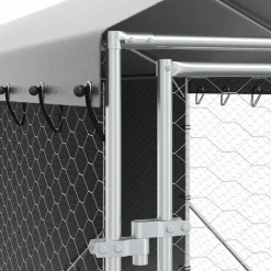 vidaXL Productos Para Mascotas-Perrera de exterior con toldo acero galvanizado plata 2x6x2,5 m