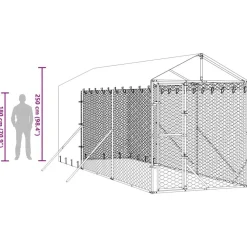 vidaXL Productos Para Mascotas-Perrera de exterior con toldo acero galvanizado plata 2x6x2,5 m