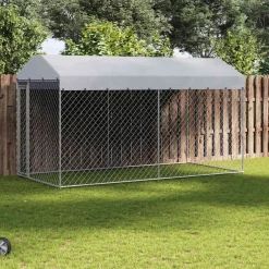 vidaXL Productos Para Mascotas-Perrera de exterior con toldo 382x192x225 cm