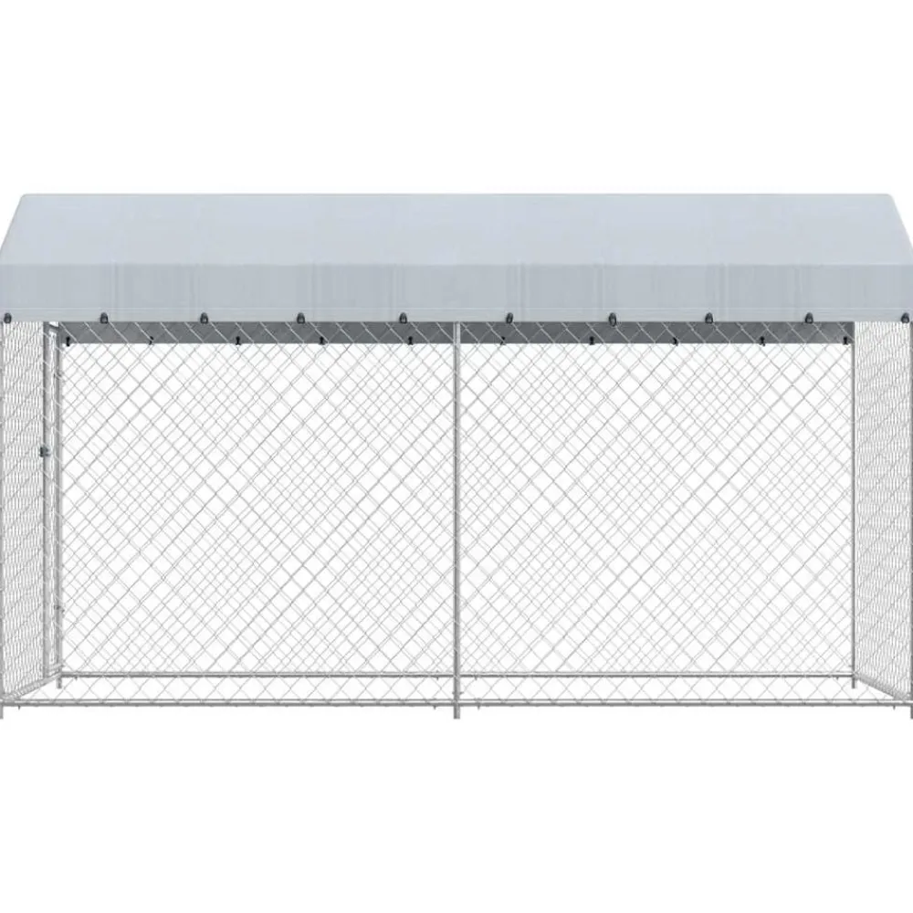 vidaXL Productos Para Mascotas-Perrera de exterior con toldo 382x192x225 cm