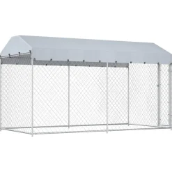 vidaXL Productos Para Mascotas-Perrera de exterior con toldo 382x192x225 cm