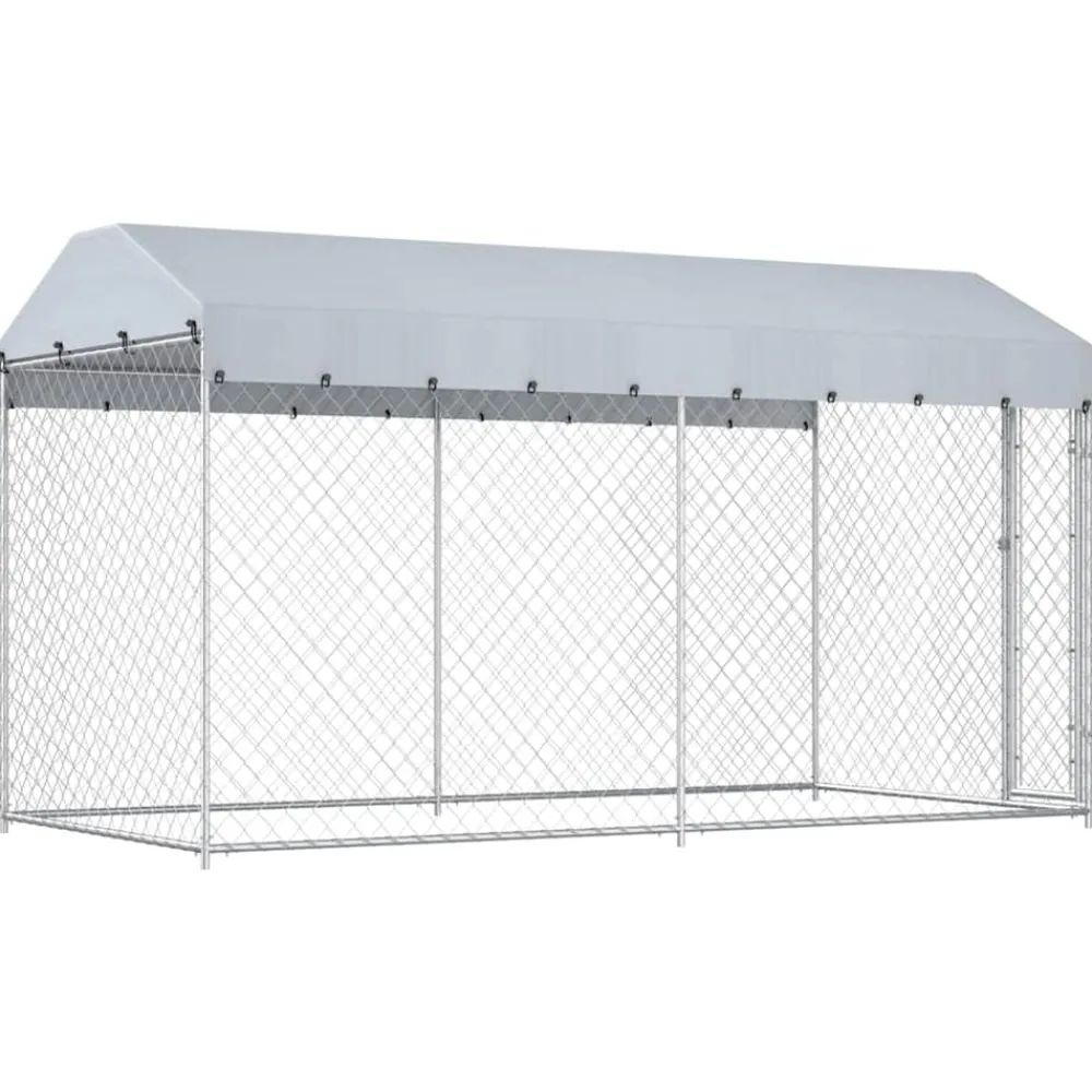 vidaXL Productos Para Mascotas-Perrera de exterior con toldo 382x192x225 cm