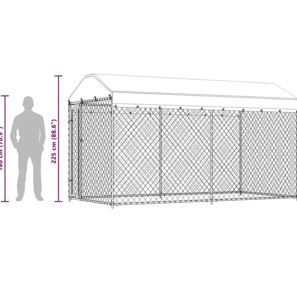 vidaXL Productos Para Mascotas-Perrera de exterior con toldo 382x192x225 cm