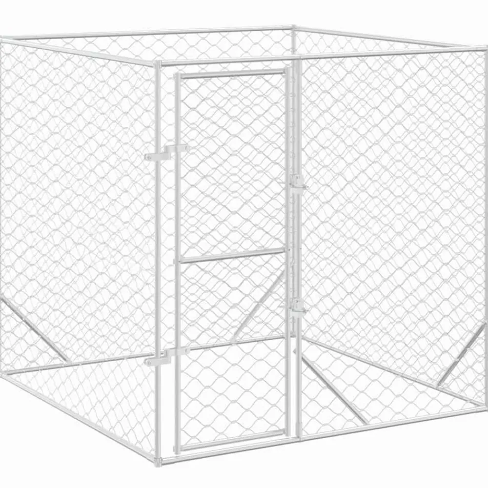 vidaXL Productos Para Mascotas-Perrera de exterior acero galvanizado plateado 2x2x2 m