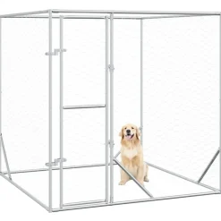 vidaXL Productos Para Mascotas-Perrera de exterior acero galvanizado plateado 2x2x2 m