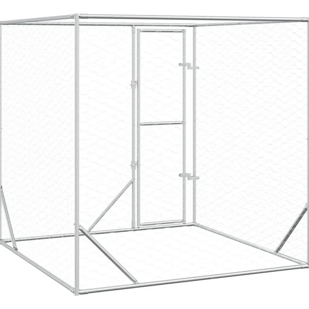 vidaXL Productos Para Mascotas-Perrera de exterior acero galvanizado plateado 2x2x2 m