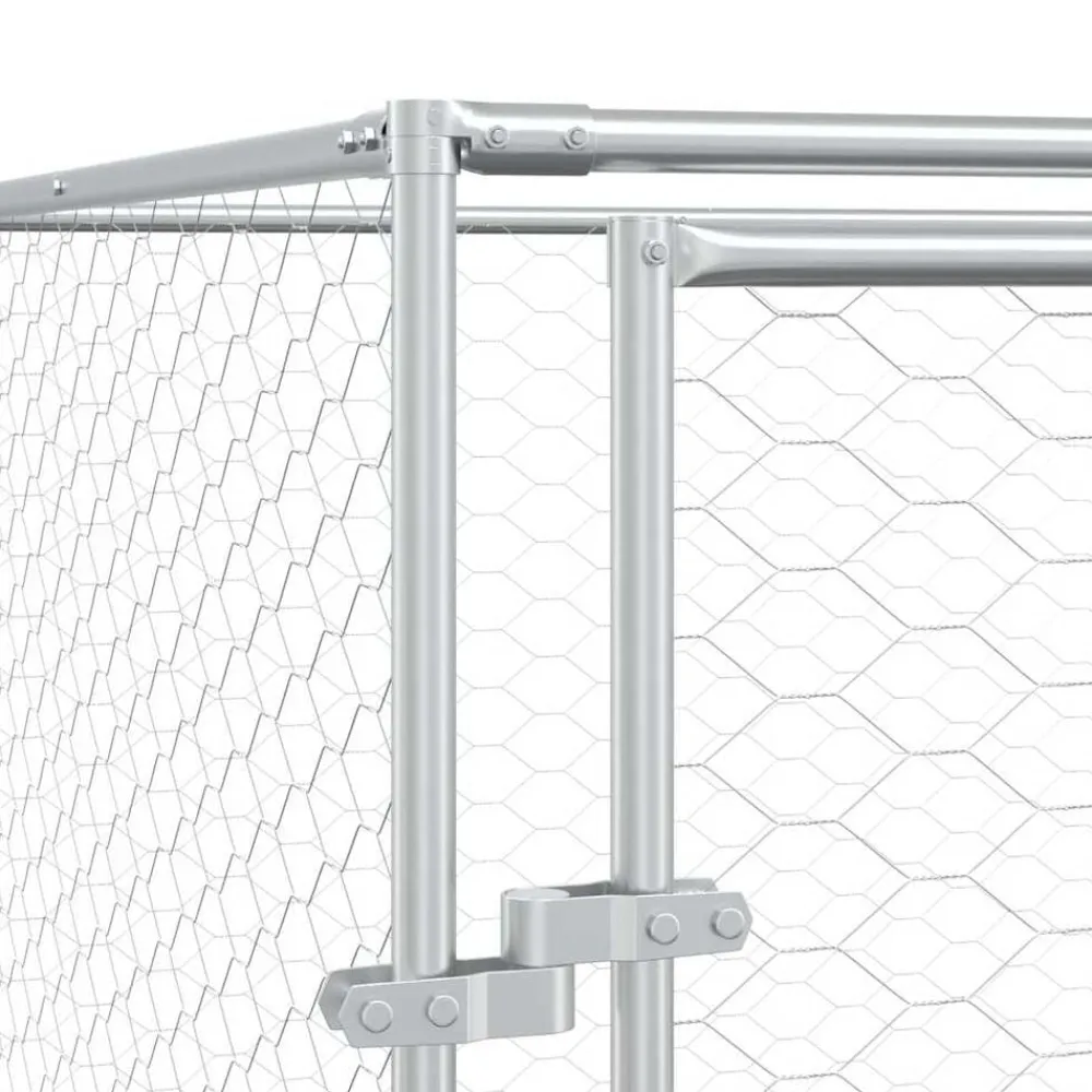 vidaXL Productos Para Mascotas-Perrera de exterior acero galvanizado plateado 2x2x2 m