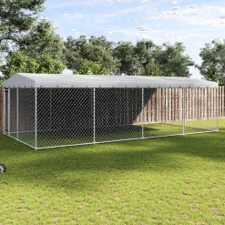 vidaXL Productos Para Mascotas-Perrera de exterior con techo 7,6x3,8x2,3 m