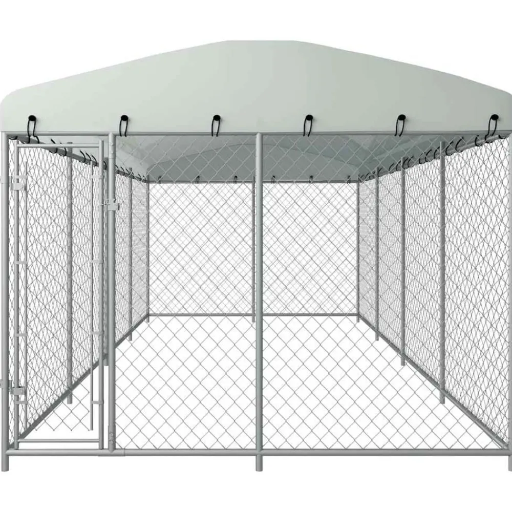 vidaXL Productos Para Mascotas-Perrera de exterior con techo 7,6x3,8x2,3 m