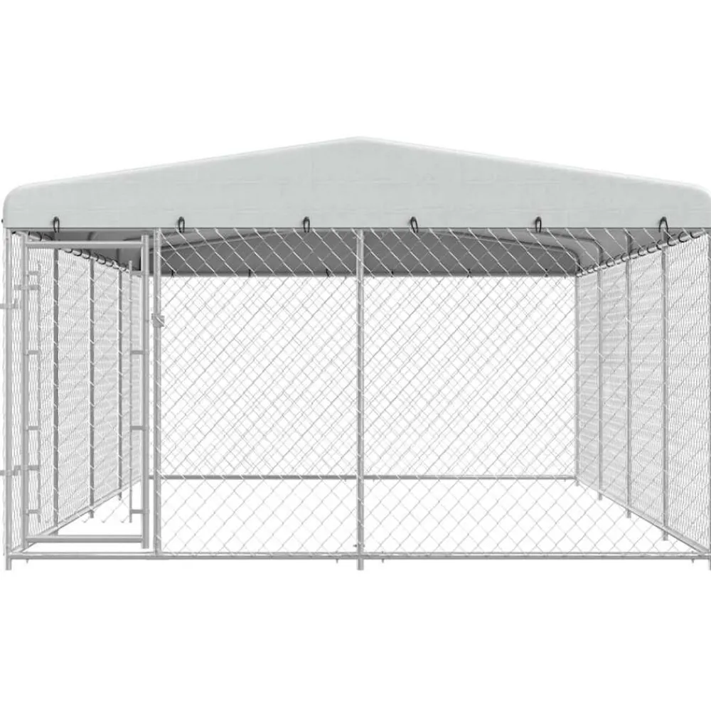 vidaXL Productos Para Mascotas-Perrera de exterior con techo 7,6x3,8x2,3 m