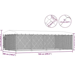 vidaXL Productos Para Mascotas-Perrera de exterior con techo 7,6x3,8x2,3 m
