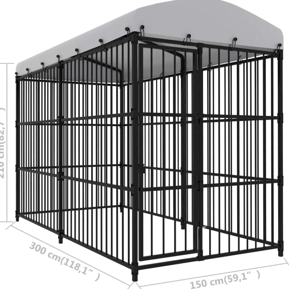 vidaXL Perrera de exterior con techo 300x150x210 cm Discount