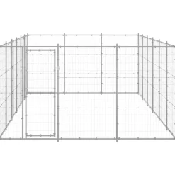 vidaXL Perrera de exterior de acero galvanizado 21,78 m² Plateado Hot