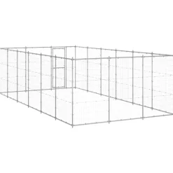 vidaXL Perrera de exterior de acero galvanizado 21,78 m² Plateado Hot