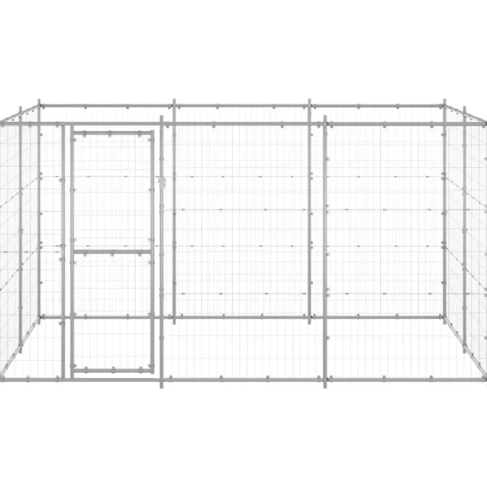 vidaXL Perrera de exterior de acero galvanizado 7,26 m² Plateado Online