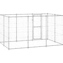 vidaXL Perrera de exterior de acero galvanizado 7,26 m² Plateado Online