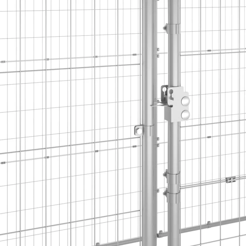 vidaXL Perrera de exterior de acero galvanizado 7,26 m² Plateado Online