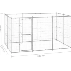vidaXL Perrera de exterior de acero galvanizado 7,26 m² Plateado Online