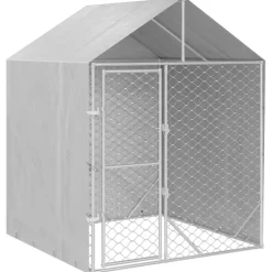 vidaXL Productos Para Mascotas-Perrera de exterior con toldo acero galvanizado plata 2x2x2,5 m