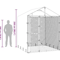 vidaXL Productos Para Mascotas-Perrera de exterior con toldo acero galvanizado plata 2x2x2,5 m