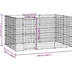 vidaXL Perrera de exterior de acero con techo 7,26 m² Negro y plateado Hot