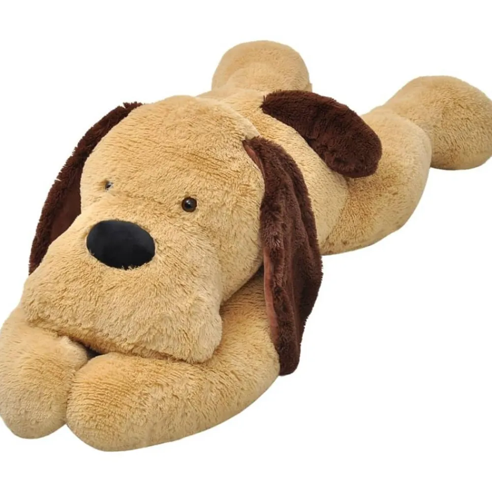 vidaXL Juguetes-Perro de peluche marrón 80 cm