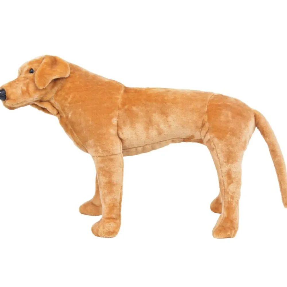vidaXL Juguetes-Perro labrador de peluche de pie marrón claro XXL