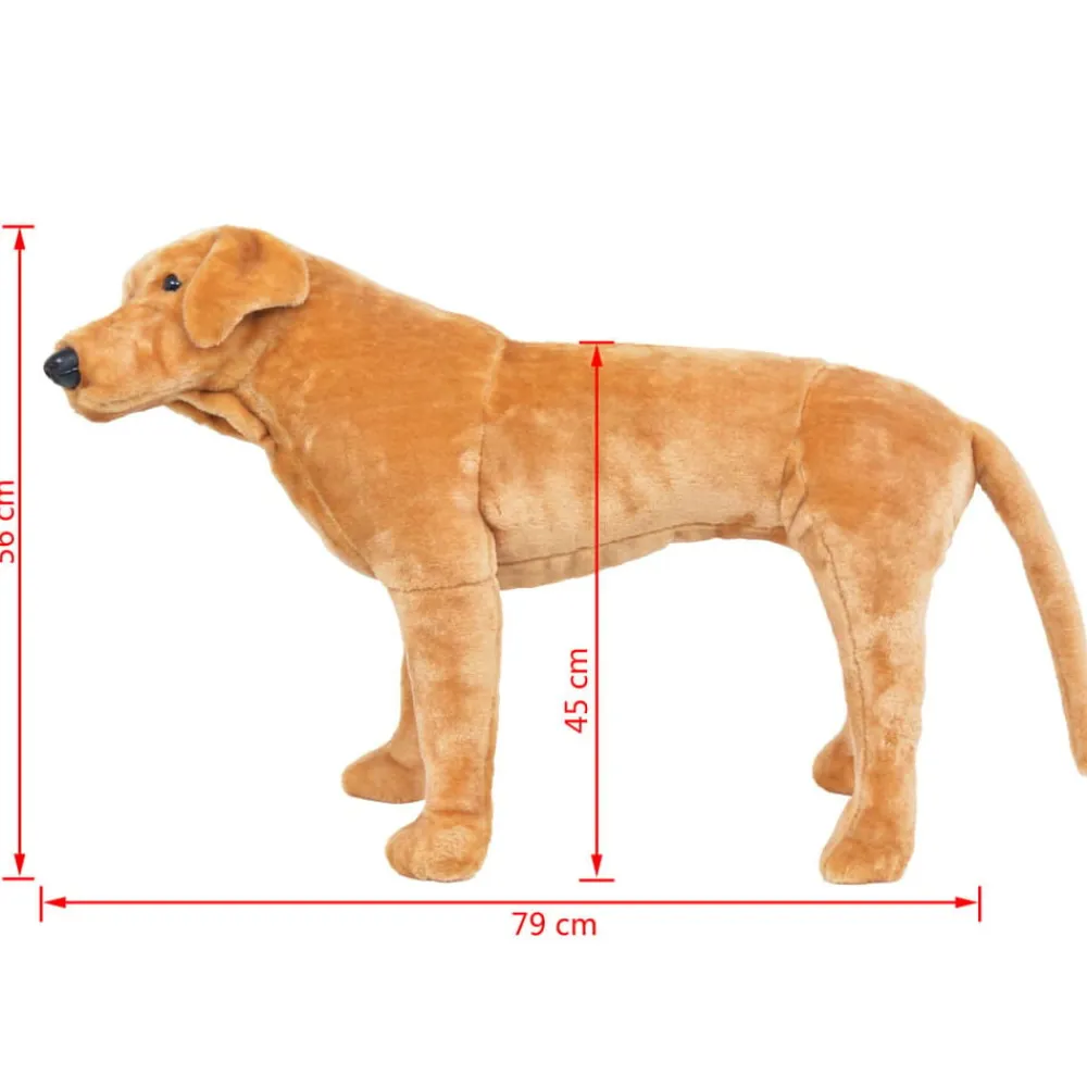 vidaXL Juguetes-Perro labrador de peluche de pie marrón claro XXL