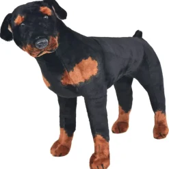 vidaXL Perro rottweiler de peluche de pie negro y marrón XXL Online