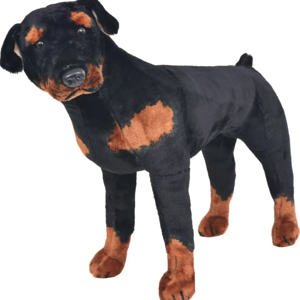 vidaXL Perro rottweiler de peluche de pie negro y marrón XXL Online