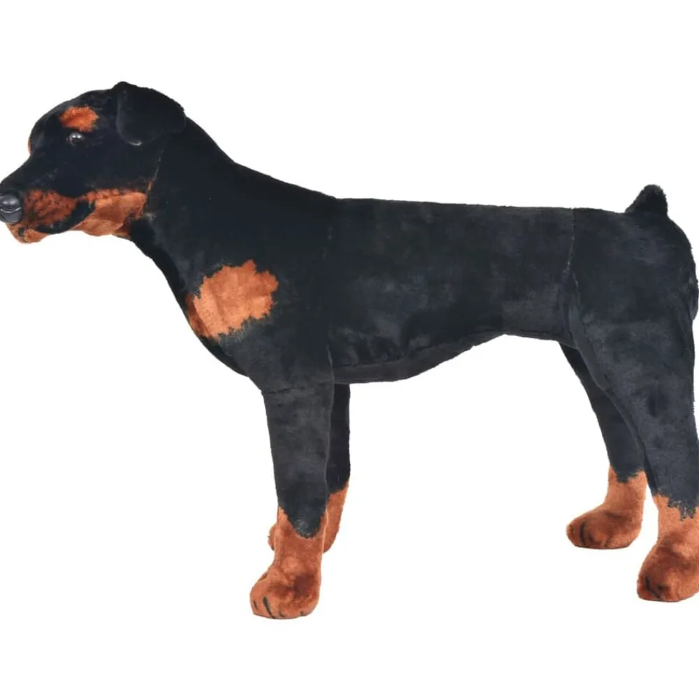 vidaXL Perro rottweiler de peluche de pie negro y marrón XXL Online