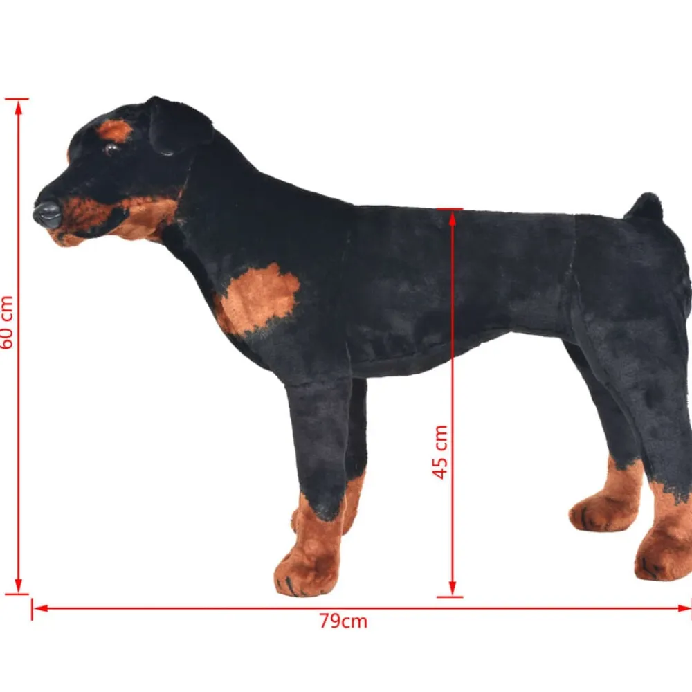 vidaXL Perro rottweiler de peluche de pie negro y marrón XXL Online