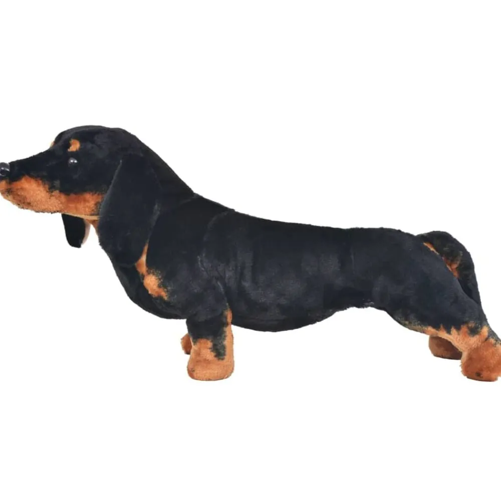 vidaXL Perro teckel de peluche de pie negro XXL