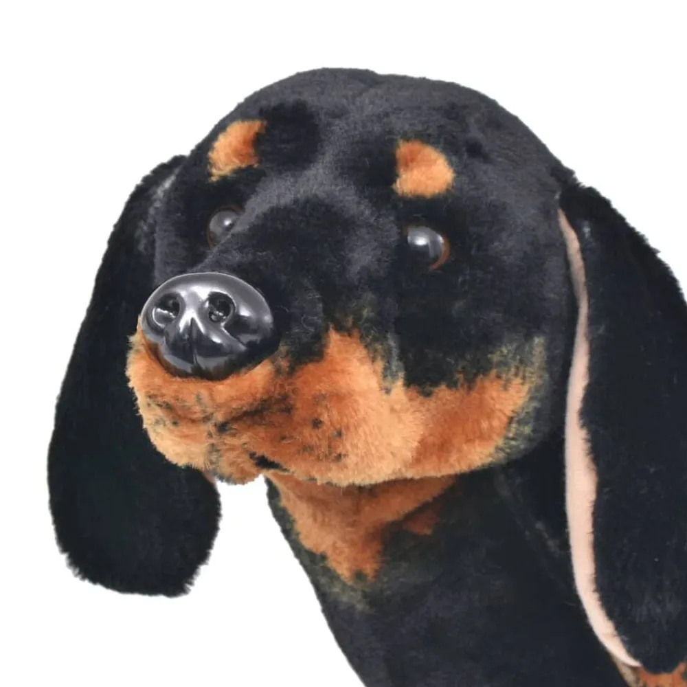 vidaXL Perro teckel de peluche de pie negro XXL