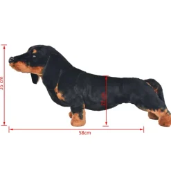 vidaXL Perro teckel de peluche de pie negro XXL